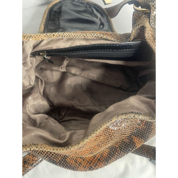 Michael Kors B-0907 Python Emboss Leather Satchel - Picture 4 of 8